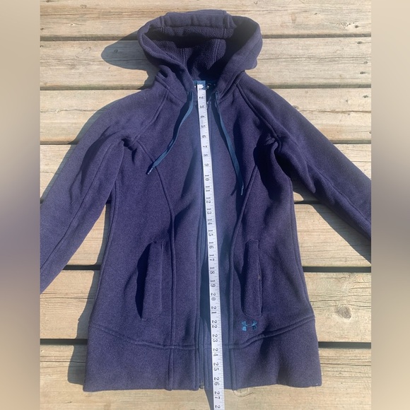 💜 Under Armour UA Storm ColdGear Fleece Full Zip Hoodie - Navy Blue XS - Picture 10 of 10